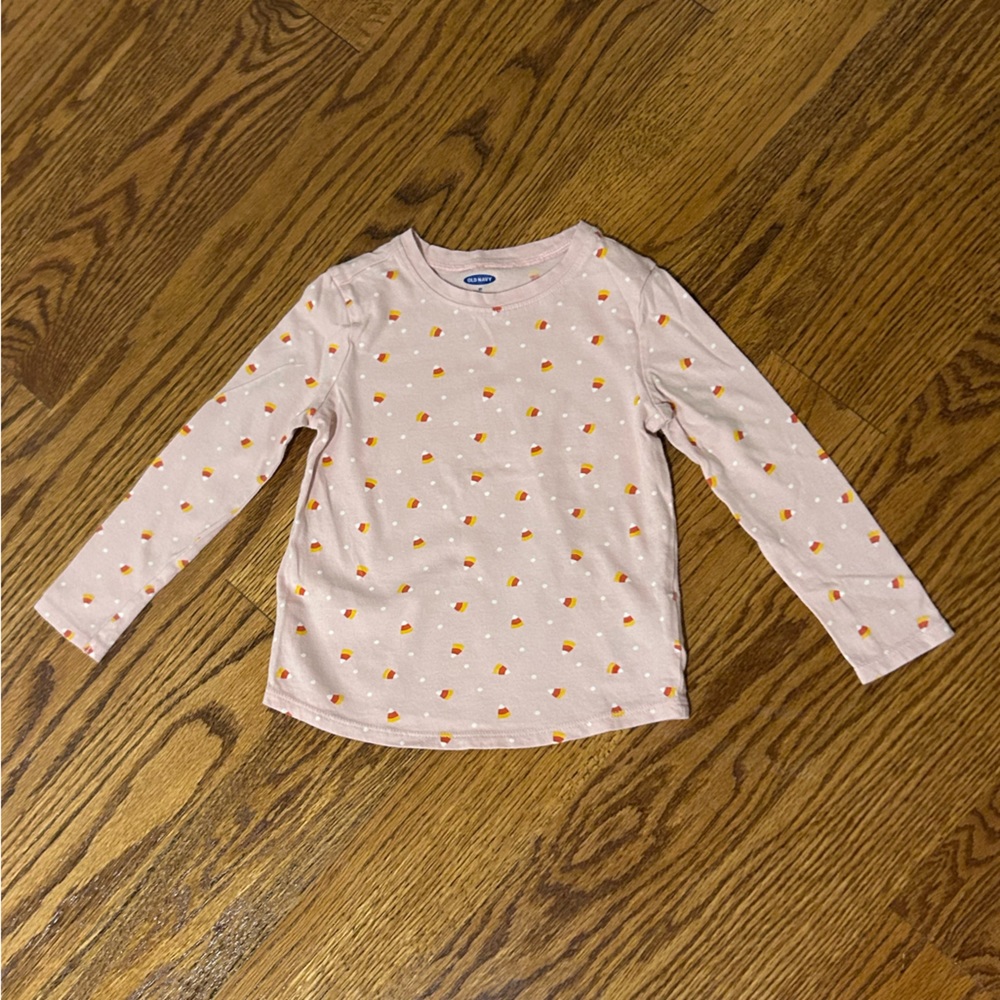 Old Navy | Light Pink Halloween Candy Corn Long Sleeve Tee